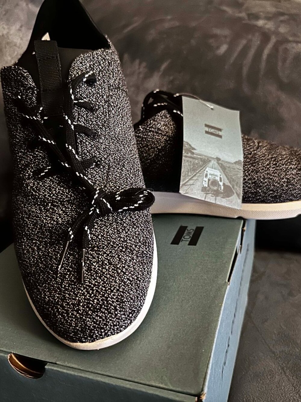 Toms Cabrillo Black Terry Cloth Shoes NIB
